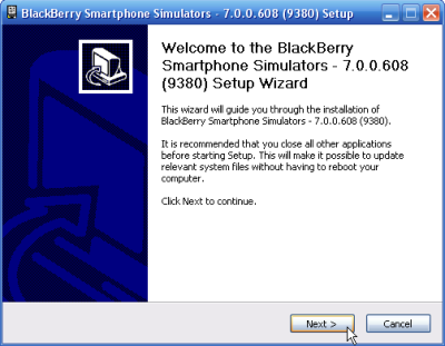 Install Simulator Blackberry