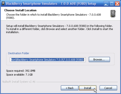 Install Simulator Blackberry